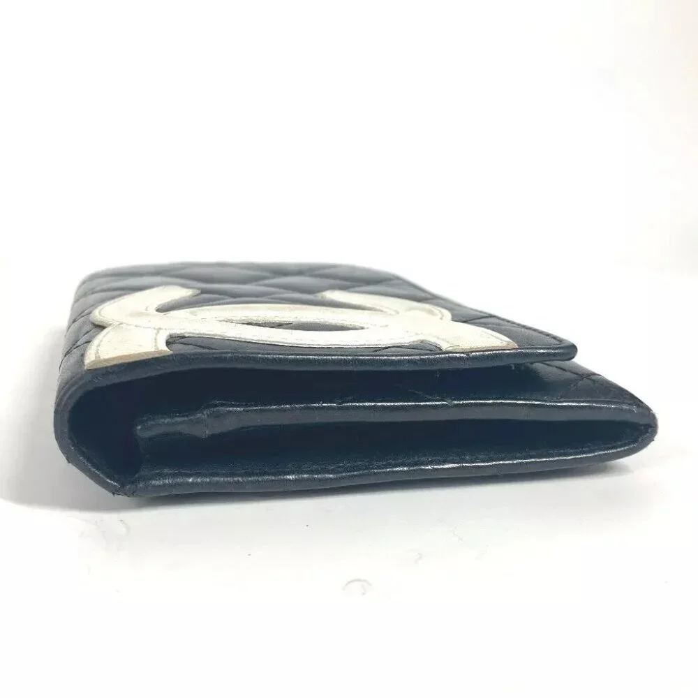 CHANEL Cambon Line CC CC Mark Compact wallet Folded wallet Leather Black/White